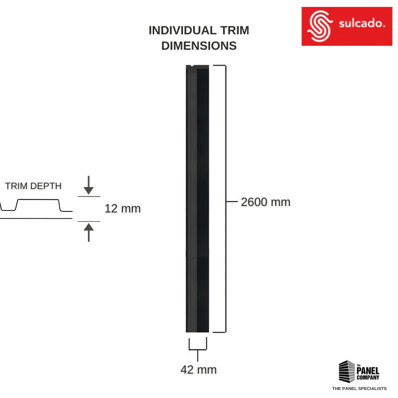 Charcoal 3D Slat Wall Panel Framing Trim - Sulcado - Image 3