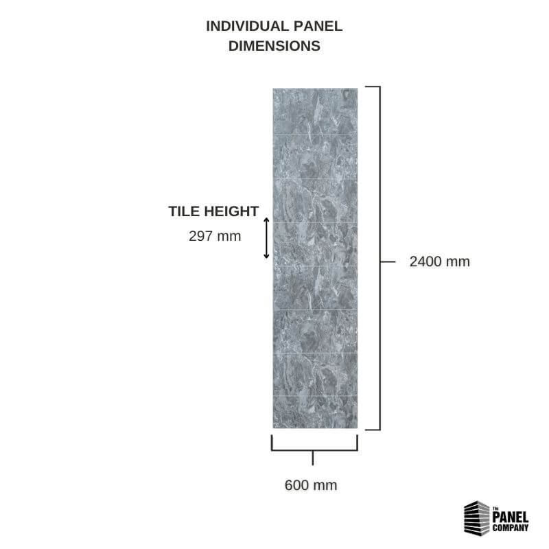 Dark Grey Marble Tile Effect Panel - 600mm - Image 4