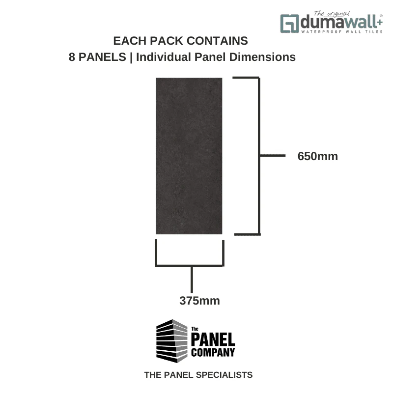 Dumawall Plus Nero | Solid Bathroom Wall Tile | 8 Pack - Image 4