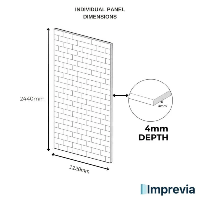 Imprevia Compact Ice White Metro Tile Wall Panel - 1.2M x 2.4M - Image 4