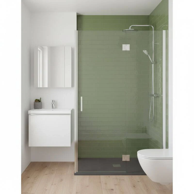 Imprevia Compact Sage Green Metro Tile Wall Panel - 1.2M x 2.4M - Image 4