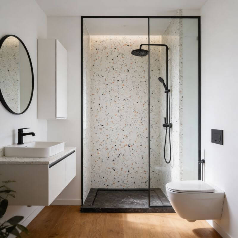 Imprevia Coral Terrazzo PVC Shower Panel - 1M x 2.4M - Image 19