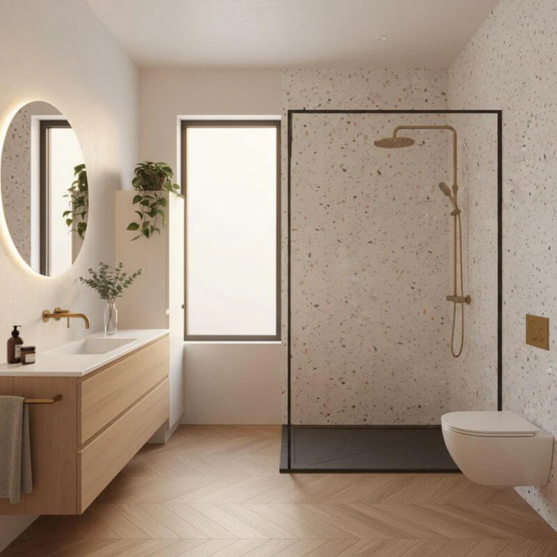 Imprevia Coral Terrazzo PVC Shower Panel - 1M x 2.4M - Image 9