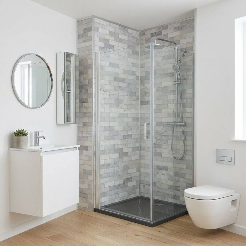 Imprevia Grey Metro Brick PVC Shower Panel - 1M x 2.4M - Image 5