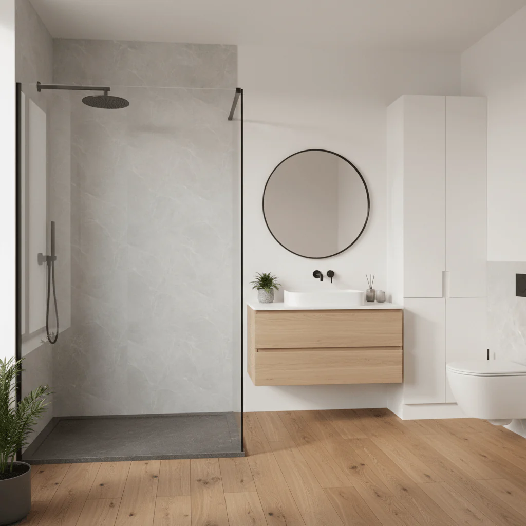 Imprevia Polished Concrete PVC Shower Panel - 1M x 2.4M - Image 4