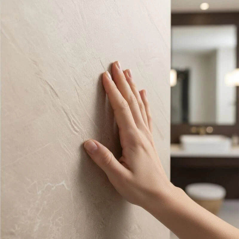 Imprevia Pale Limestone SPC Shower Panel - 0.6M x 2.4M - Image 8
