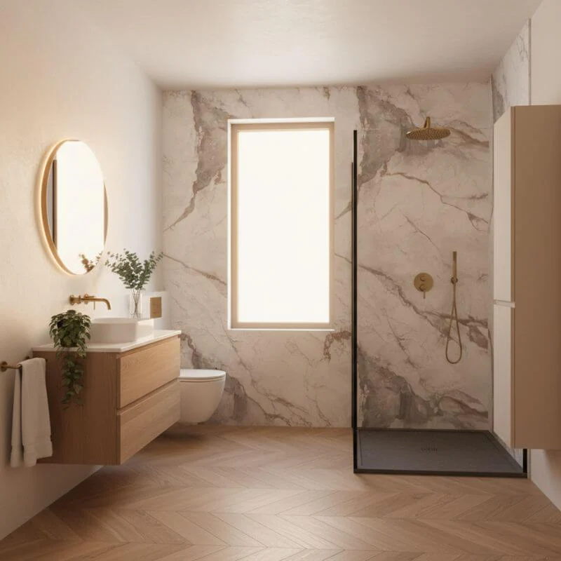 Imprevia Storm Grey Marble PVC Shower Panel - 1M x 2.4M - Image 5
