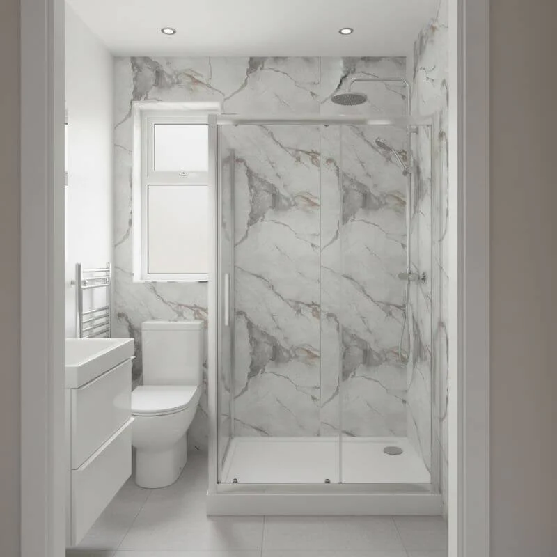 Imprevia Storm Grey Marble PVC Shower Panel - 1M x 2.4M - Image 9