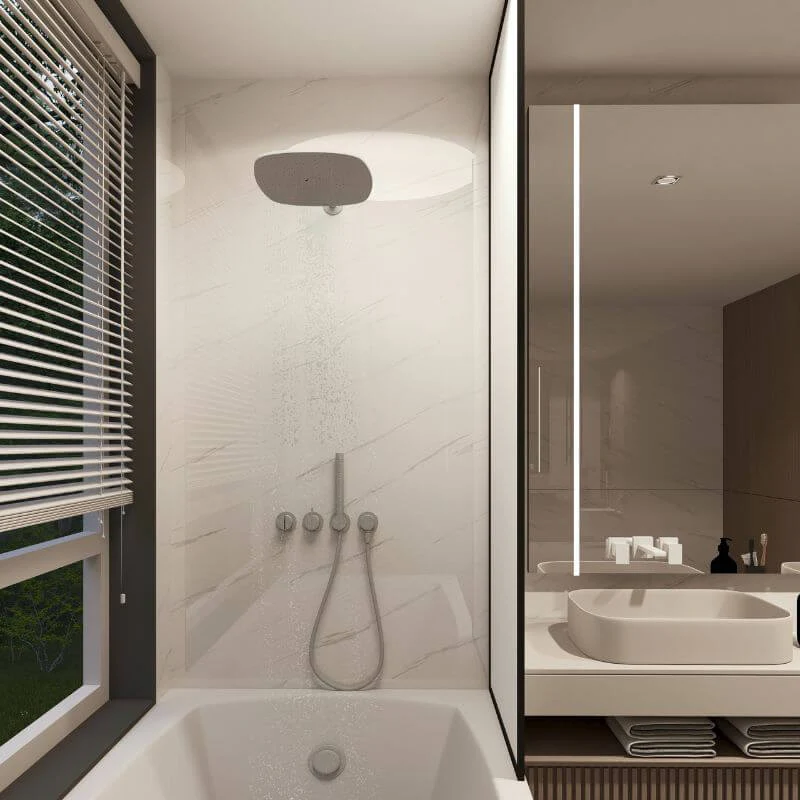 Large White Carrara Marble 1.0m x 2.4m Shower Panel - Image 4