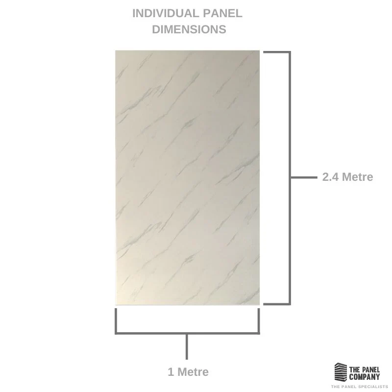 Large White Carrara Marble 1.0m x 2.4m Shower Panel - Image 8