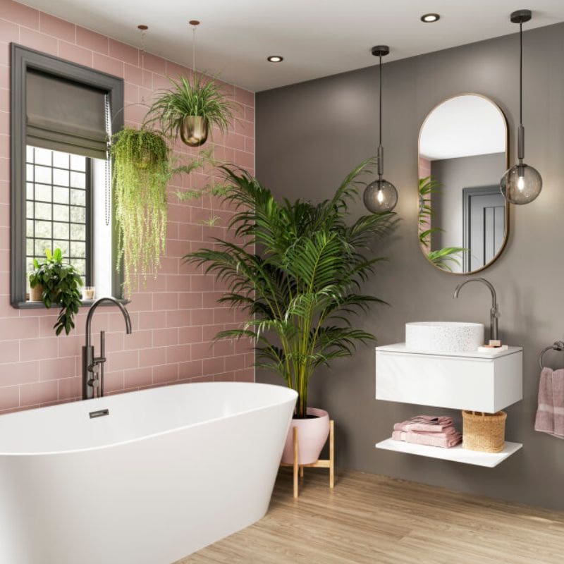 Multipanel Antique Rose Metro Tile Effect Shower Panel