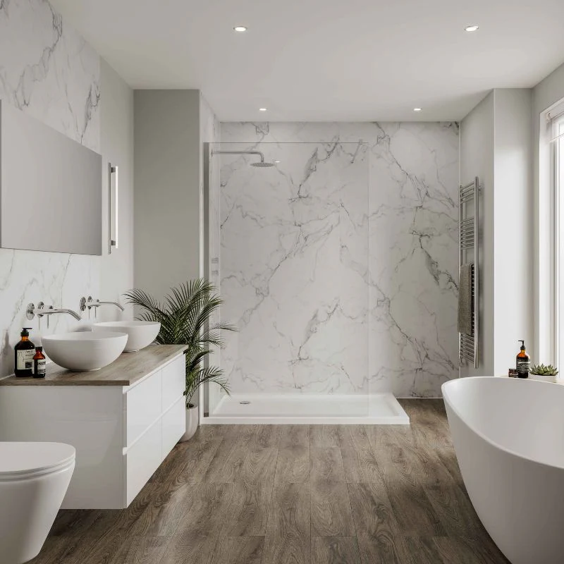 Multipanel Linda Barker Calacatta Marble Shower Panel - Image 9