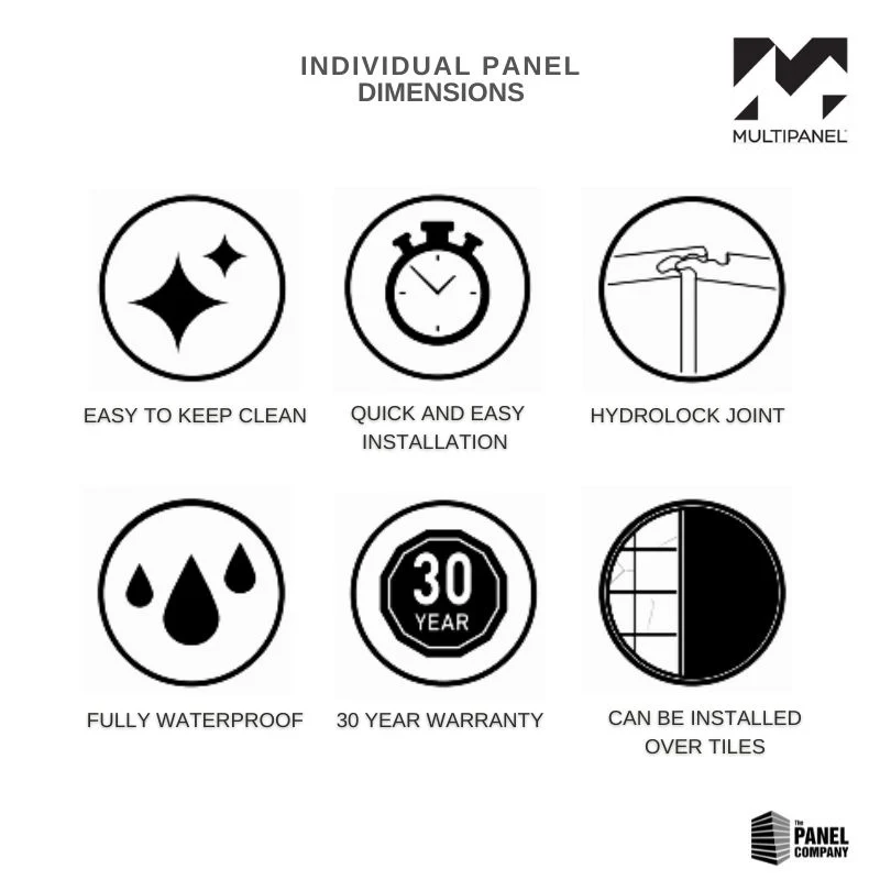 Multipanel White Grey Herringbone Tile Effect Shower Panel - Image 5