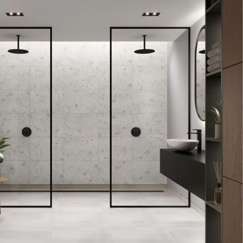 Multipanel White Terrazzo Large Tile Effect Shower Panel - Image 3
