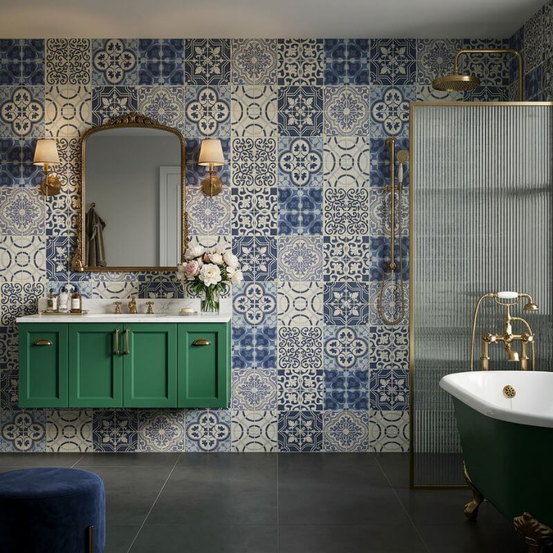 Imprevia Athena Blue Tile PVC Shower Panel - 1M x 2.4M - Image 4