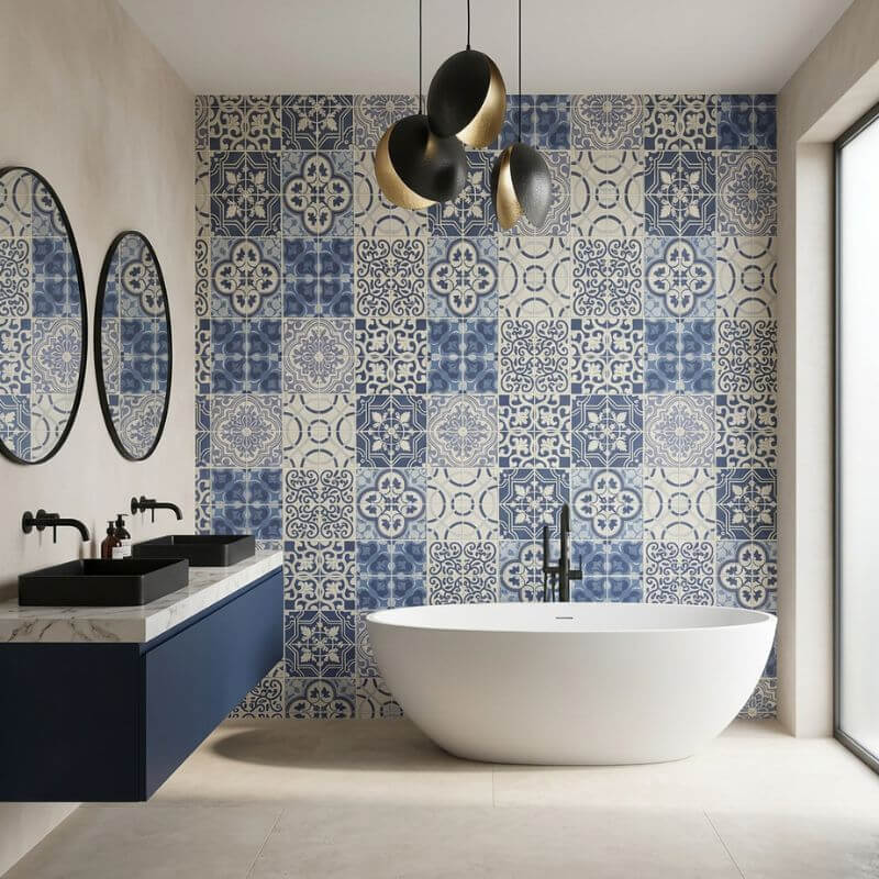 Imprevia Athena Blue Tile PVC Shower Panel - 1M x 2.4M - Image 5