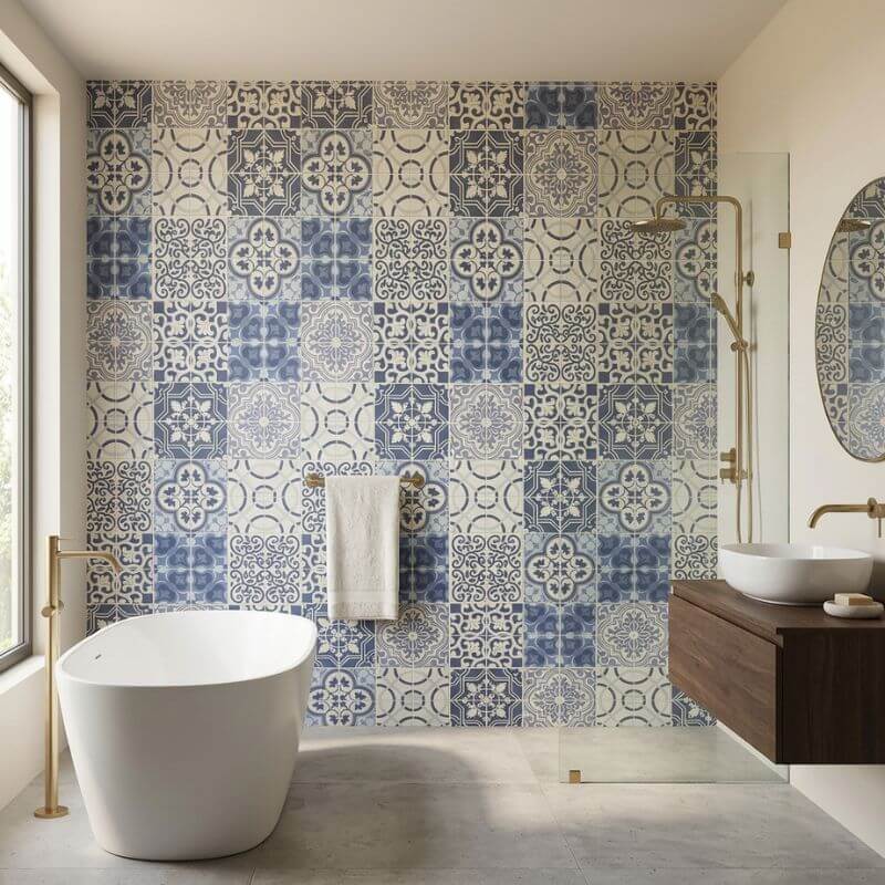 Imprevia Athena Blue Tile PVC Shower Panel - 1M x 2.4M - Image 6