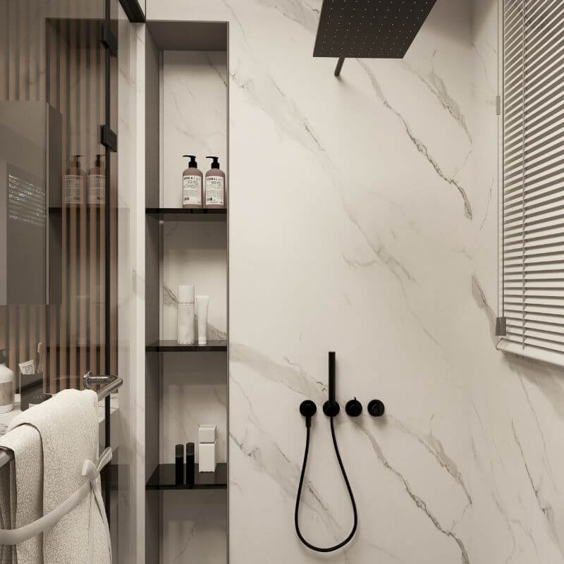 Premium Large Ultra Matt Carrara Marble 1.0m x 2.4m Shower Panel