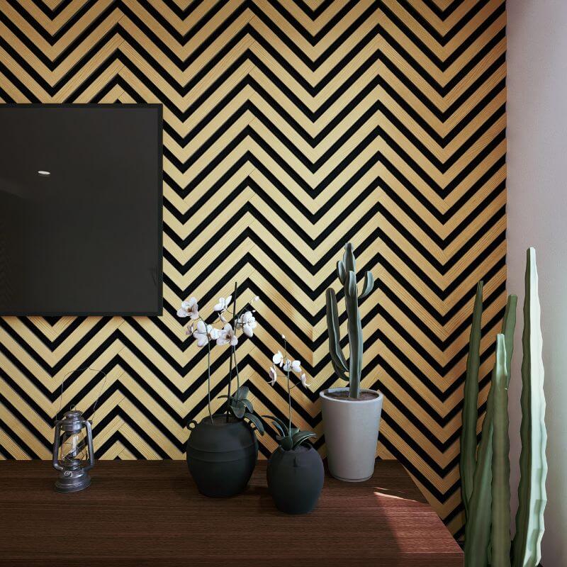 STRIVO Herringbone Acoustic Slat Wall Panel - Natural Oak - Image 3