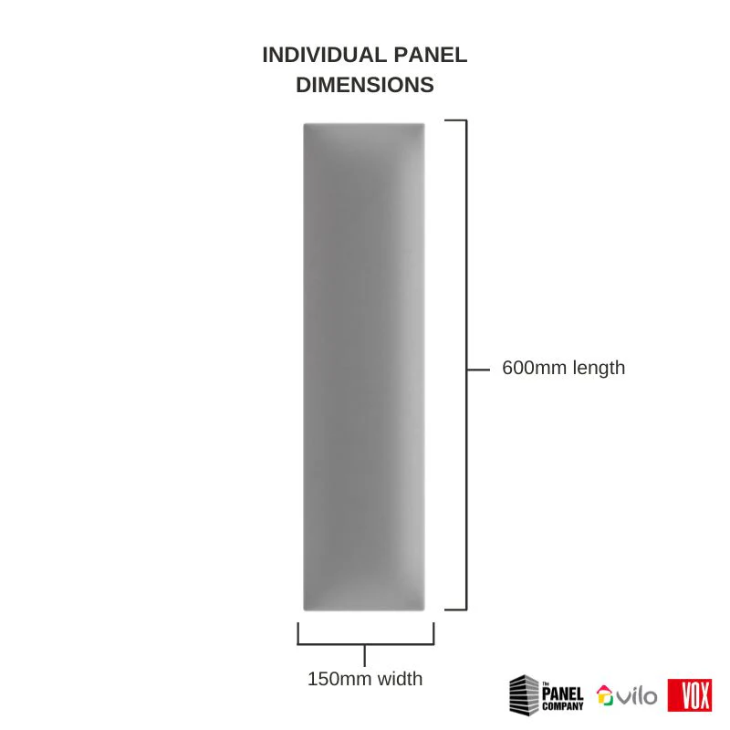 Vox Vilo Upholstered Panel - Grey | Regular 2 - 150mm x 600mm - Image 3