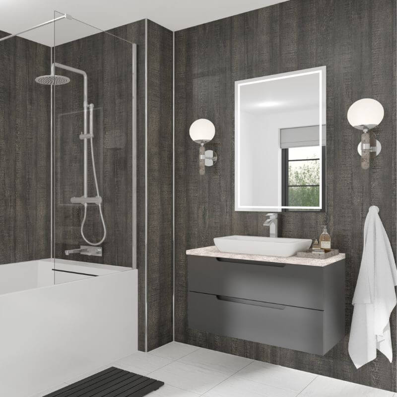 Wetwall Mermaid Charred Elm Shower Panel - Image 4