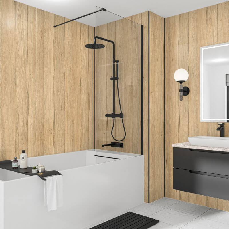 Wetwall Mermaid English Oak Shower Panel - Image 4