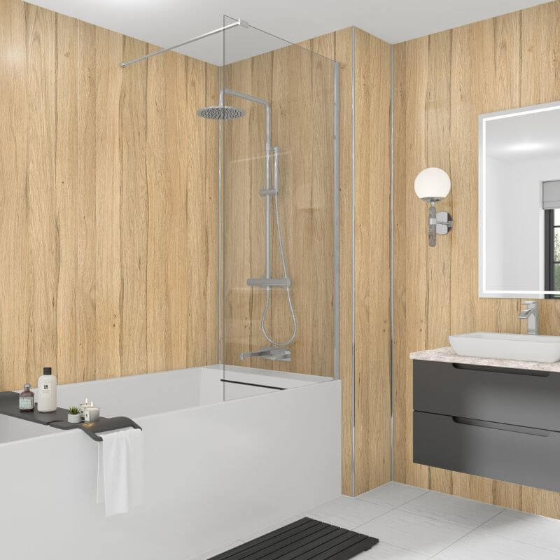 Wetwall Mermaid English Oak Shower Panel - Image 5