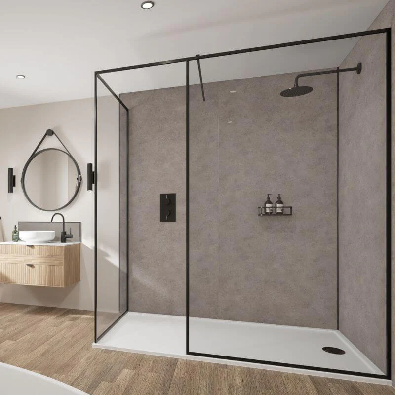 Wetwall Mermaid Greige Stone Shower Panel