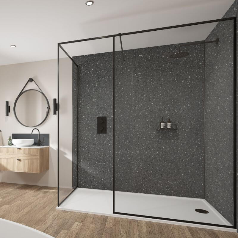 Wetwall Mermaid Terrazzo Noir Shower Panel - Image 3