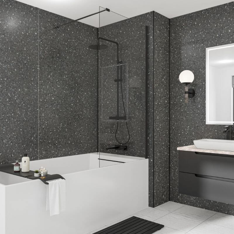 Wetwall Mermaid Terrazzo Noir Shower Panel - Image 4